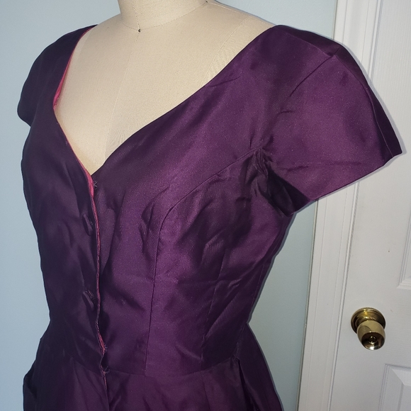 Vintage 1950's Silk Custom Dress, M - Picture 5 of 16